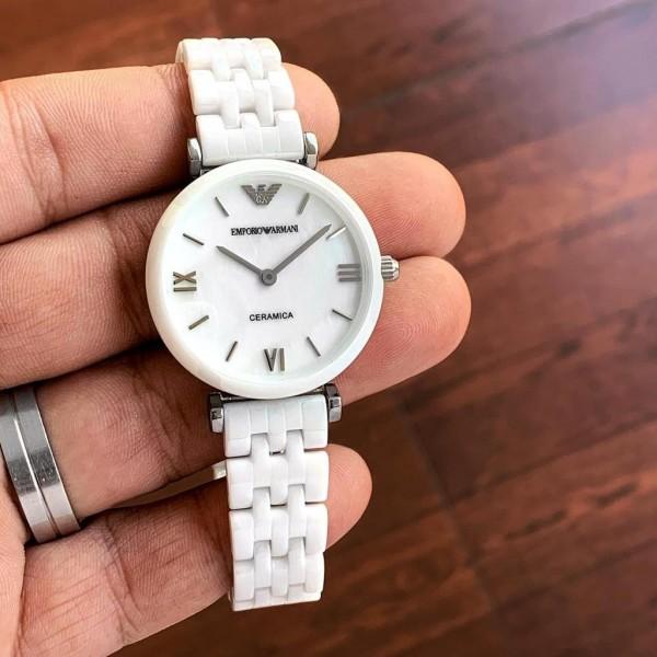 Emporio Armani Ceramica Mother of Pearl Dial White Ceramic Strap Watch For Women - AR1486 Watches Emporio Armani   