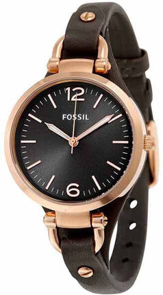 Fossil Georgia Smoke Grey Dial Grey Leather Strap Watch for Women - ES3077 Watches Fossil   