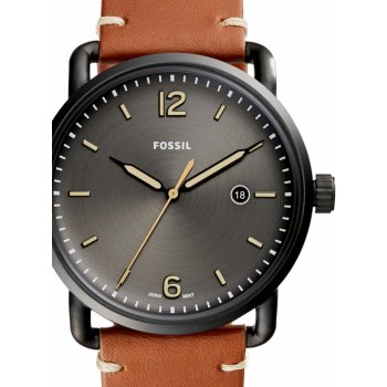 Fossil Commuter Three Hand Date Black Dial Brown Leather Strap Watch for Men - FS5276 Watches Fossil   