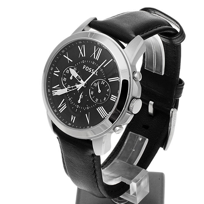 Fossil Grant Chronograph Black Dial Black Leather Strap Watch for Men - FS4812 Watches Fossil   