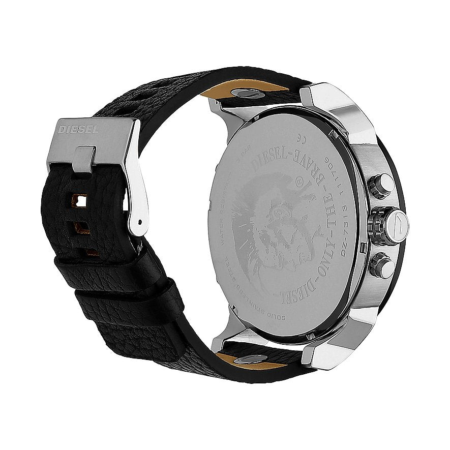 Diesel Mr Daddy Black Dial Black Leather Strap Watch For Men - DZ7313 Watches Diesel   