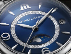 Maurice Lacroix Fiaba Moonphase Blue Dial Silver Steel Strap Watch for Women - FA1084-SS002-420-1 Watches Maurice Lacroix   