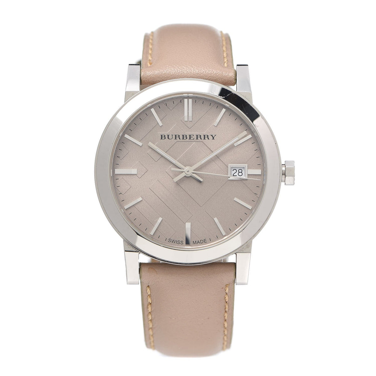Burberry The City Silver Dial Beige Leather Strap Unisex Watch - BU9010 Watches Burberry   