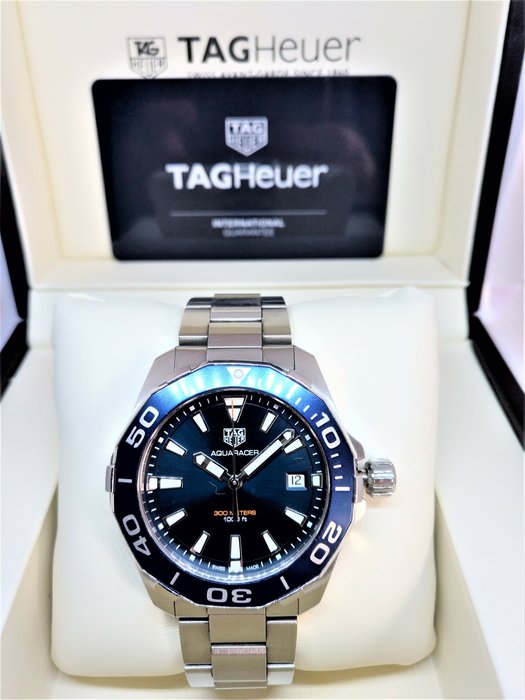 Tag Heuer Aquaracer Blue Dial Quartz Blue Dial Silver Steel Strap Watch for Men - WAY111C.BA0928 Watches Tag Heuer   