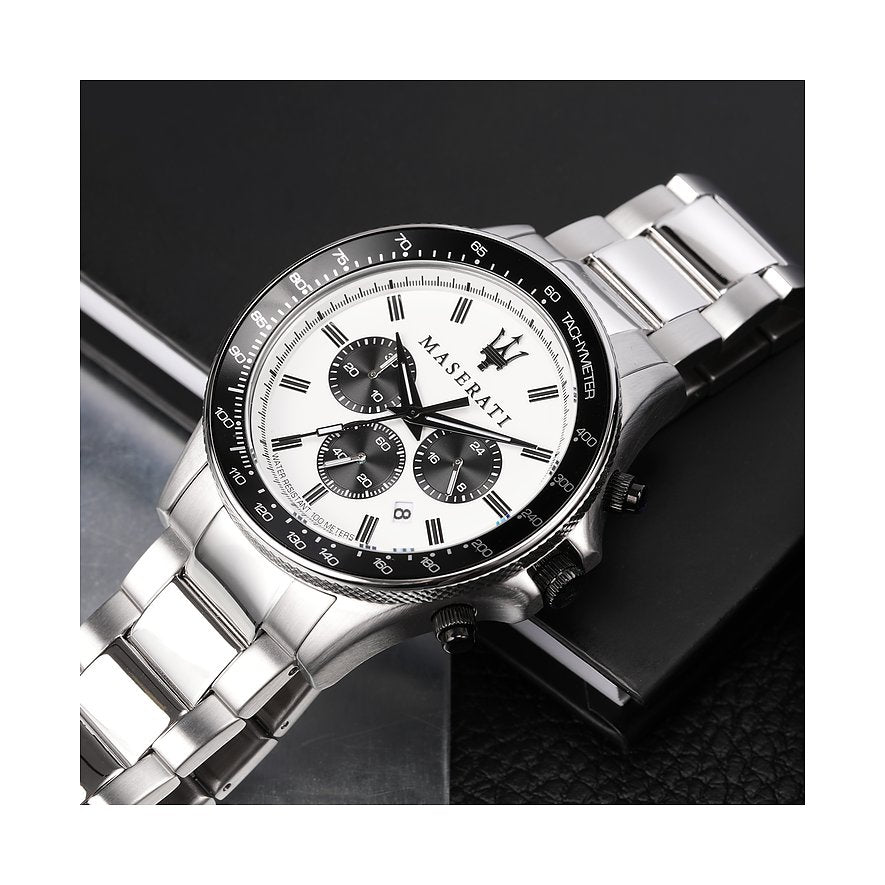 Maserati SFIDA Chronograph Quartz White Dial Watch For Men - R8873640003 Watches Maserati   