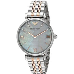 Emporio Armani Gianni T-Bar Mother of Pearl Dial Two Tone Stainless Steel Watch For Women - AR1987 Watches Emporio Armani   