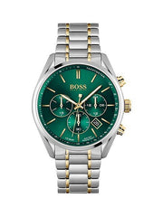 Hugo Boss Champion Green Dial Silver Steel Strap Watch for Men - 1513878 Watches Hugo Boss   