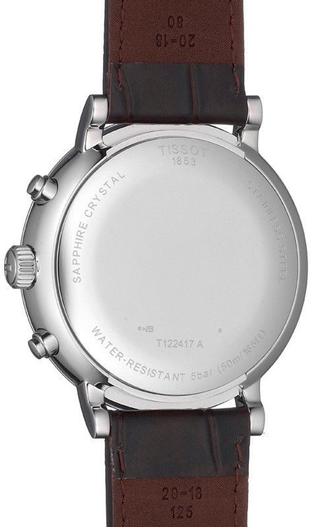 Tissot Carson Premium Chronograph White Dial Brown Leather Strap Watch For Men - T122.417.16.011.00 Watches Tissot   