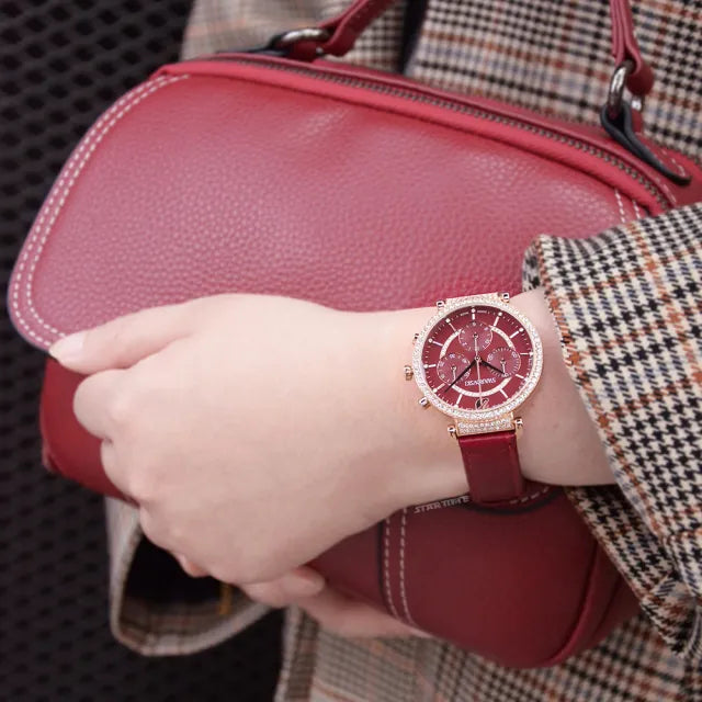 Swarovski Passage Chrono Red Dial Red Leather Strap Watch for Women - 5580345 Watches Swarovski   