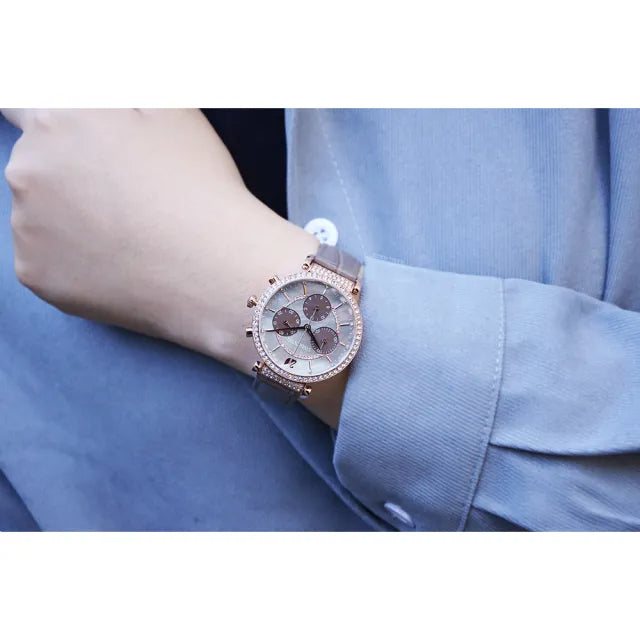 Swarovski Passage Chrono Grey Dial Grey Leather Strap Watch for Women - 5580348 Watches Swarovski   