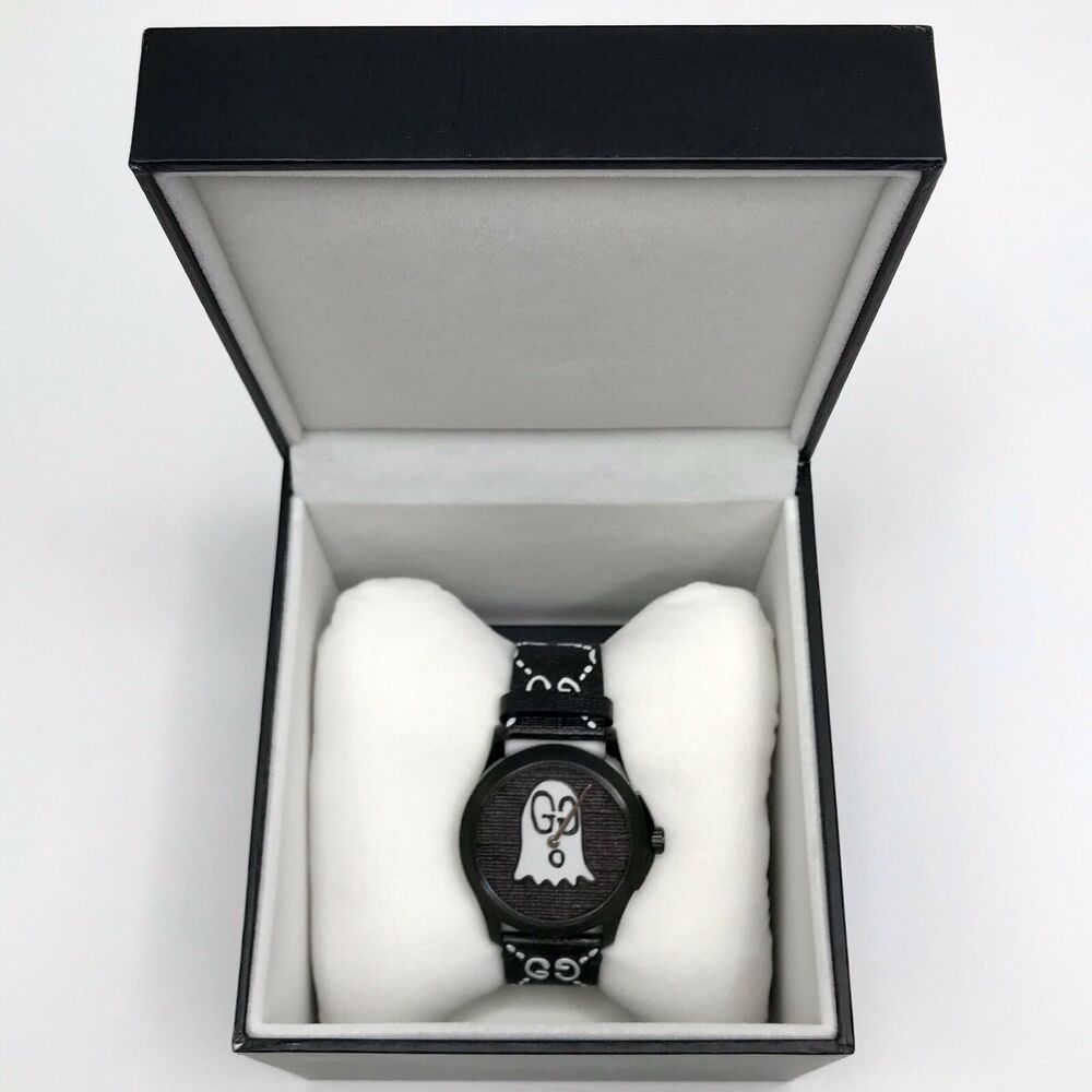 Gucci G Timeless Ghost Motif Black DIal Watch For Men - YA1264018 Watches Gucci   