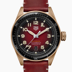 Tag Heuer Autavia Calibre 5 Chinese New Year Maroon Dial Maroon Leather Strap Watch for Men - WBE5193.FC8300 Watches Tag Heuer   