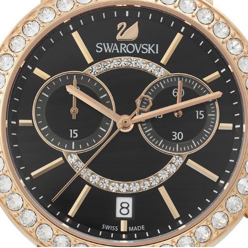 Swarovski Citra Sphere Chronograph Black Dial Black Leather Strap Watch for Women - 5055209 Watches Swarovski   