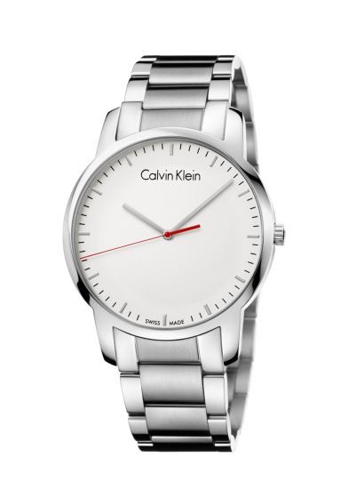 Calvin Klein City Quartz White Dial Silver Steel Strap Watch for Men - K2G2G1Z6 Watches Calvin Klein   