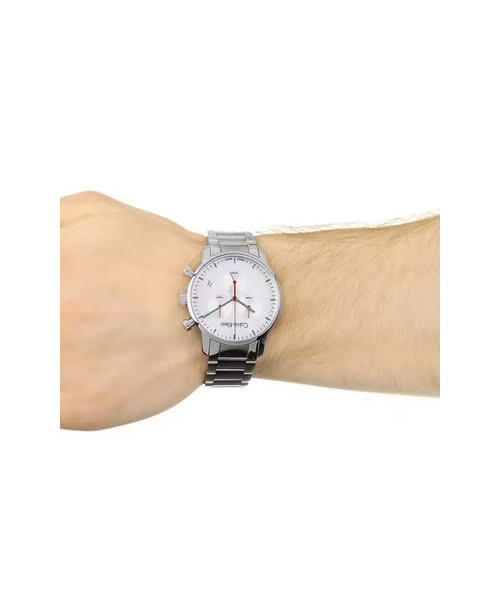 Calvin Klein City Chronograph White Dial Silver Steel Strap Watch for Men - K2G271Z6 Watches Calvin Klein   