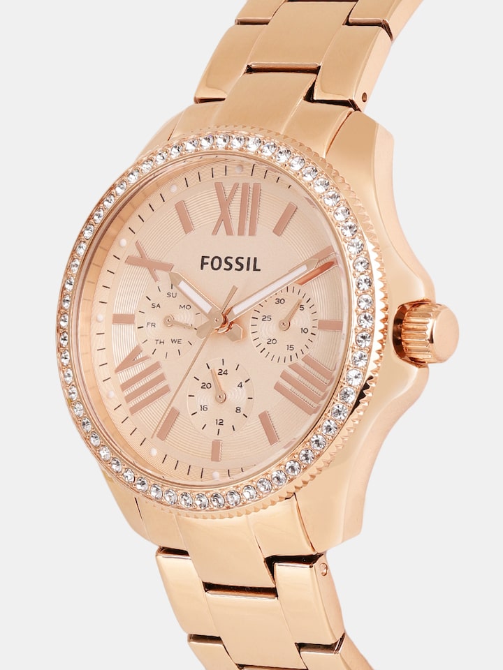 Fossil Cecile Rose Gold Dial Rose Gold Steel Strap Watch for Women - AM4483 Watches Fossil   