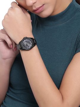 Fossil Riley Multifunction Black Dial Black Steel Strap Watch for Women - ES4519 Watches Fossil   