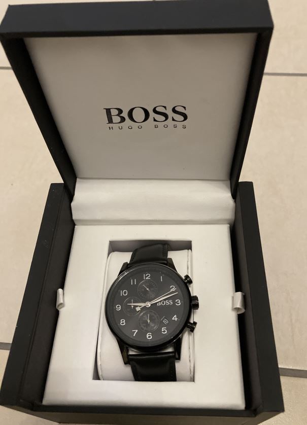 Hugo Boss Navigator Black Dial Black Leather Strap Watch for Men - 1513497 Watches Hugo Boss   