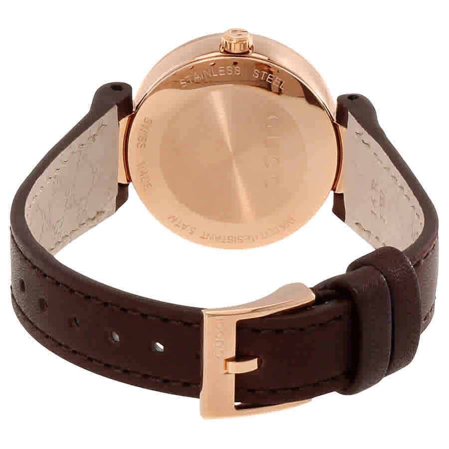 Gucci G Interlocking Mother of Pearl Dial Brown Leather Strap Watch For Women - YA133516 Watches Gucci   