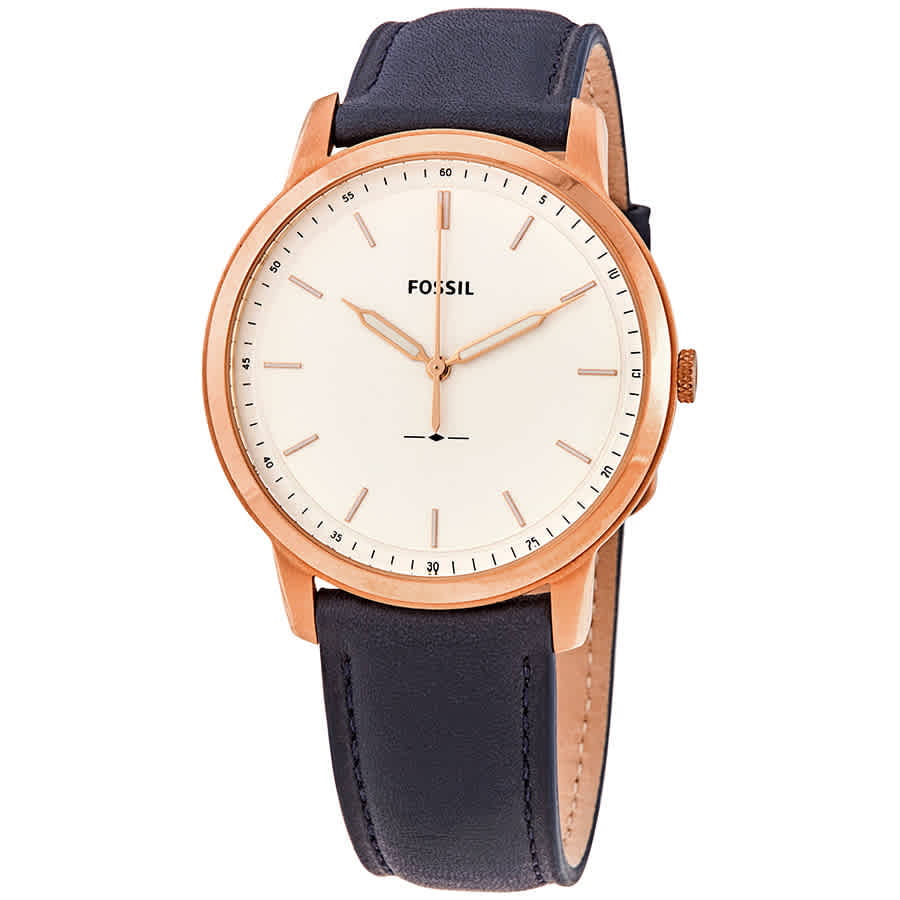 Fossil The Minimalist Slim White Dial Blue Leather Strap Watch for Men - FS5371 Watches Fossil   