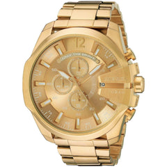 Diesel Mega Chief Gold Dial Gold Stainless Steel Chronograph Watch For Men - DZ4360 Watches Diesel   