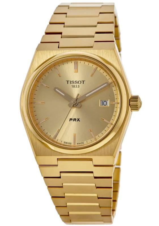 Tissot PRX Quartz Gold Dial 35mm Stainless Steel Strap Watch for Men - T137.210.33.021.00 Watches Tissot   