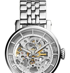 Fossil Boyfriend Automatic Skeleton Silver Dial Silver Steel Strap Watch for Women - ME3067 Watches Fossil   