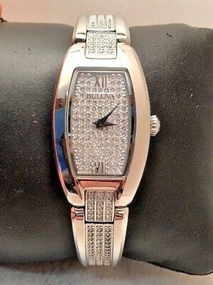 Bulova Crystal Collection Silver Dial Silver Steel Strap Watch for Women - 96L235 Watches Bulova   