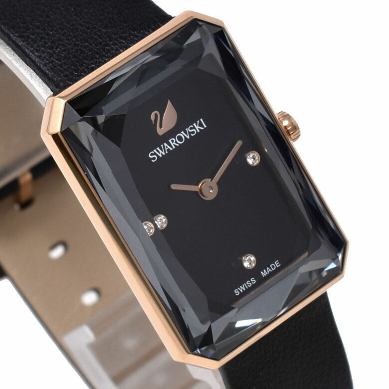 Swarovski Uptown Black Dial Black Leather Strap Watch for Women - 5547710 Watches Swarovski   