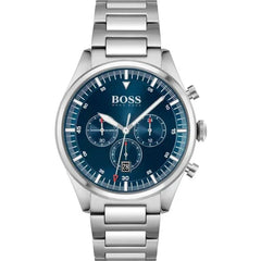 Hugo Boss Pioneer Blue Dial Silver Steel Strap Watch for Men - 1513867 Watches Hugo Boss   