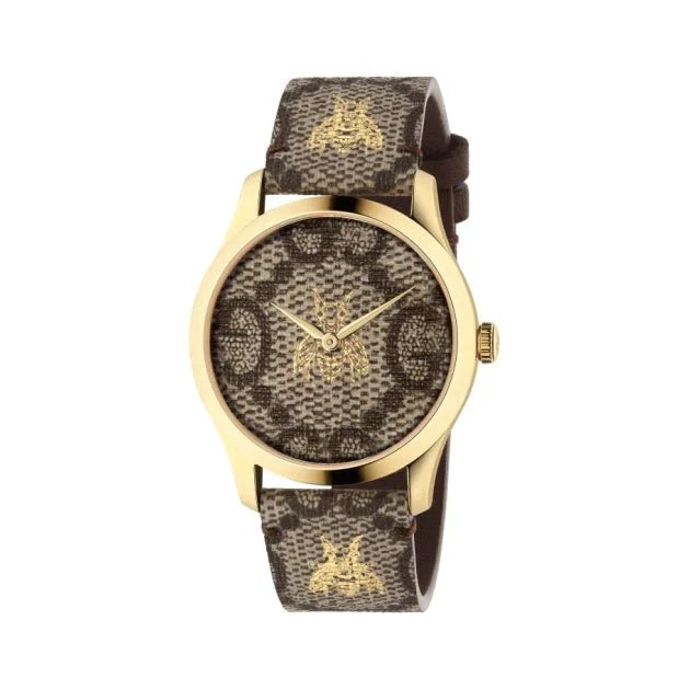 Gucci G Timeless Brown Dial Brown Leather Strap Watch For Men - YA1264068 Watches Gucci   