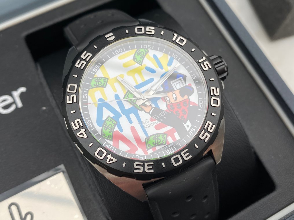 Tag Heuer Formula 1 Alec Monopoly Special Edition Black Rubber Strap Watch for Men - WAZ1119.FT8023 Watches Tag Heuer   