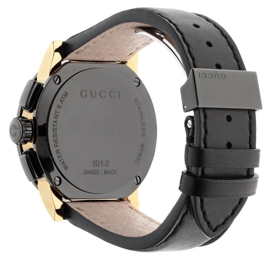 Gucci G Chrono Black Dial Black Leather Strap Watch For Men - YA101203 Watches Gucci   