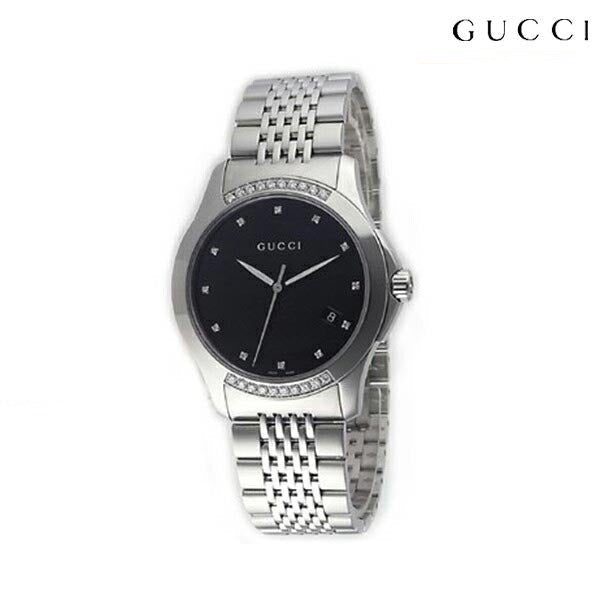 Gucci G Timeless Diamond Black Dial Silver Steel Strap Watch For Women - YA126408 Watches Gucci   