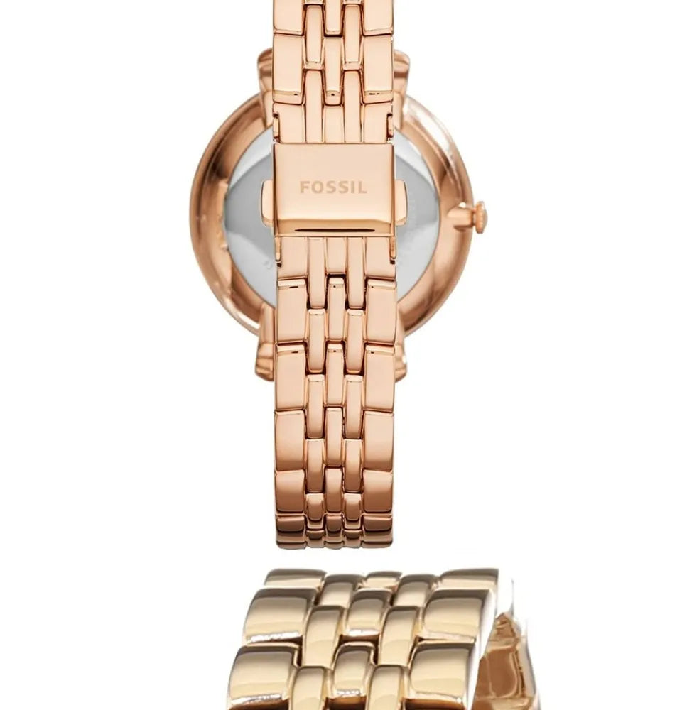 Fossil Jacqueline Rose Gold Dial Rose Gold Steel Strap Watch for Women - ES3632 Watches Fossil   