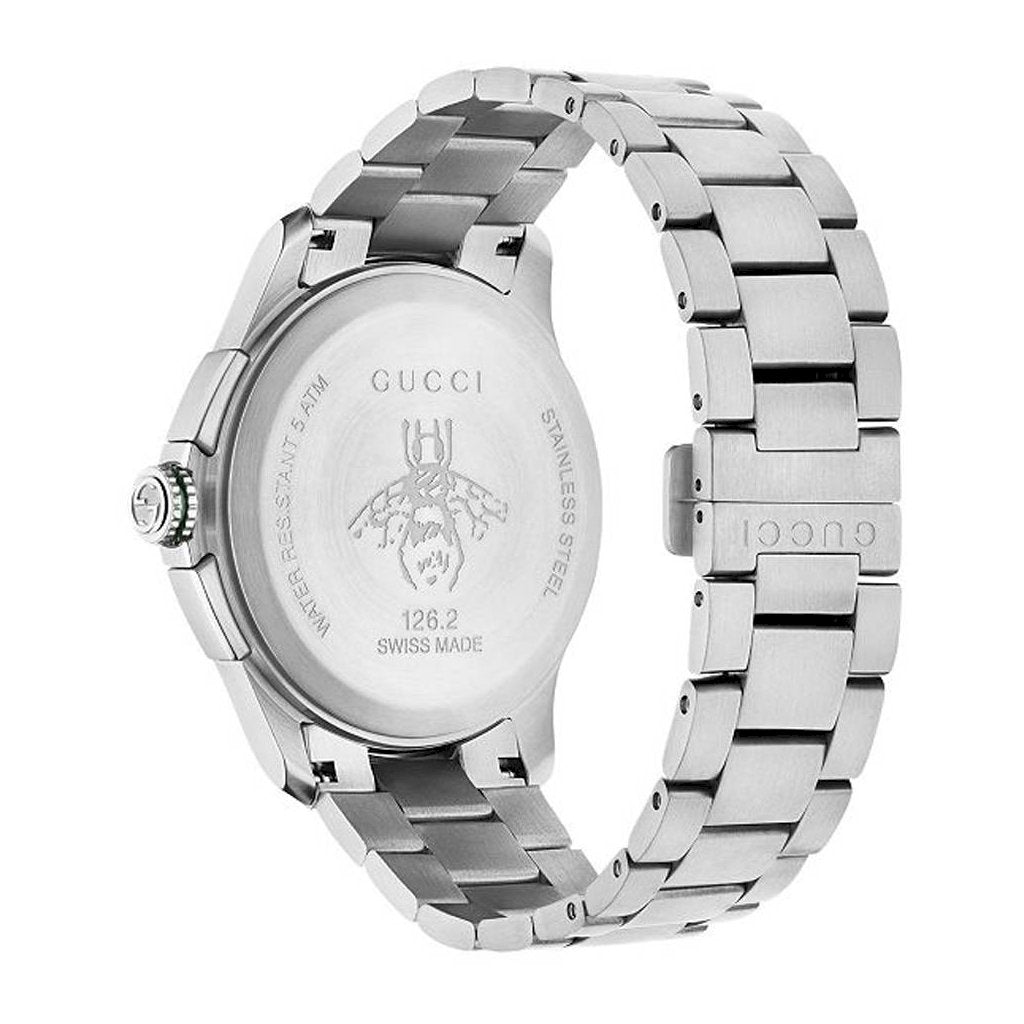 Gucci G-Timeless Chronograph Black Dial Silver Steel Strap Watch For Men - YA126267 Watches Gucci   