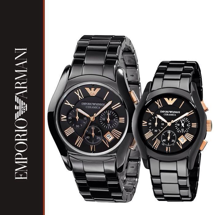 Emporio Armani Chronograph Black Ceramic Stainless Steel Dial Watch For Women - AR1411 Watches Emporio Armani   