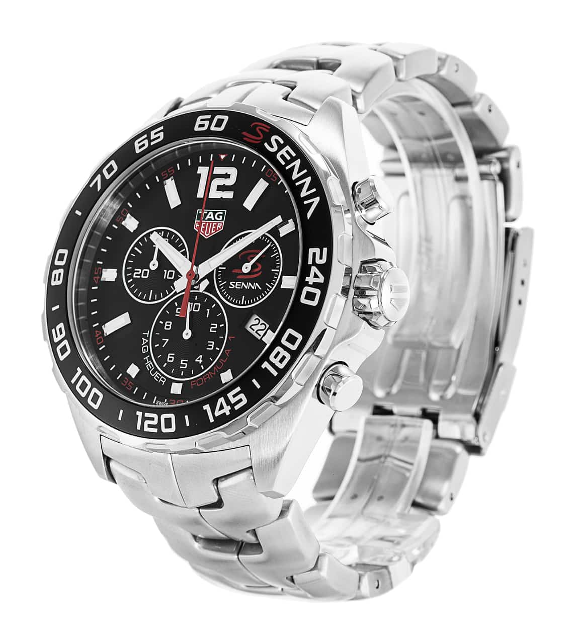 Tag Heuer Senna Chronograph Special Edition Black Dial Silver Steel Strap Watch for Men - CAZ1015.BA0883 Watches Tag Heuer   