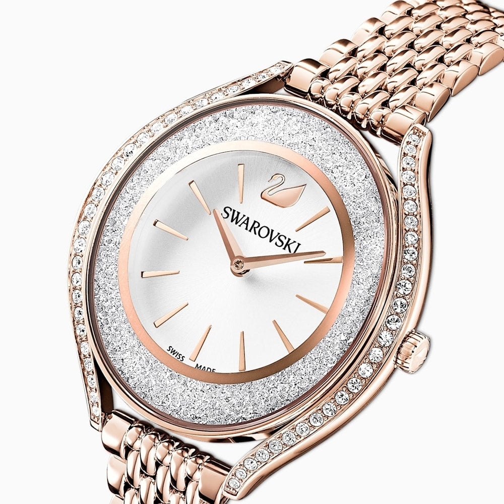 Swarovski Crystalline Aura Silver Dial Rose Gold Steel Strap Watch for Women - 5519459 Watches Swarovski   