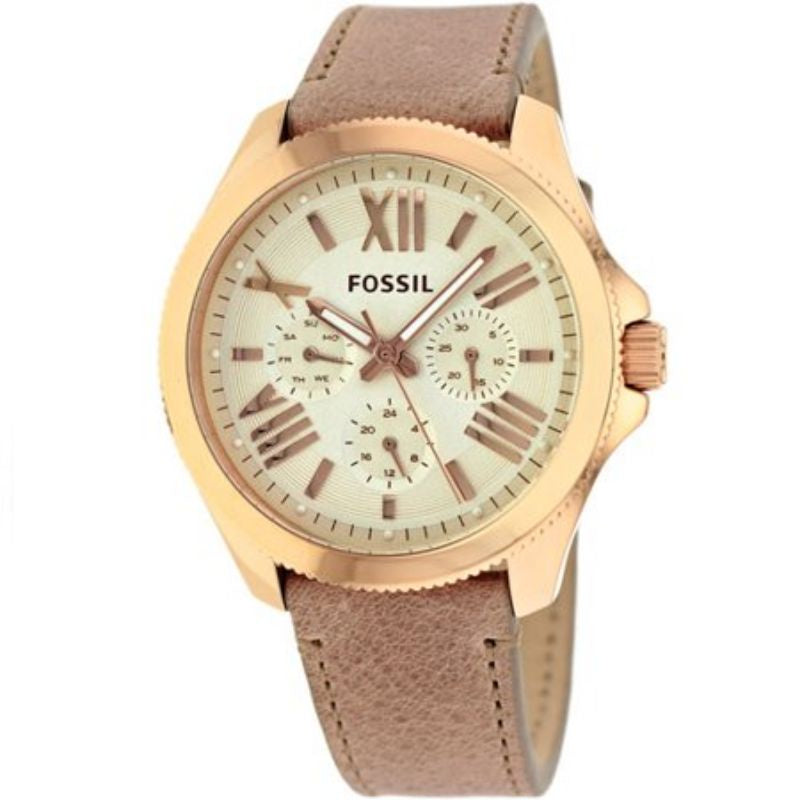 Fossil Cecile White Dial Sand Leather Strap Watch for Women - AM4532 Watches Fossil   