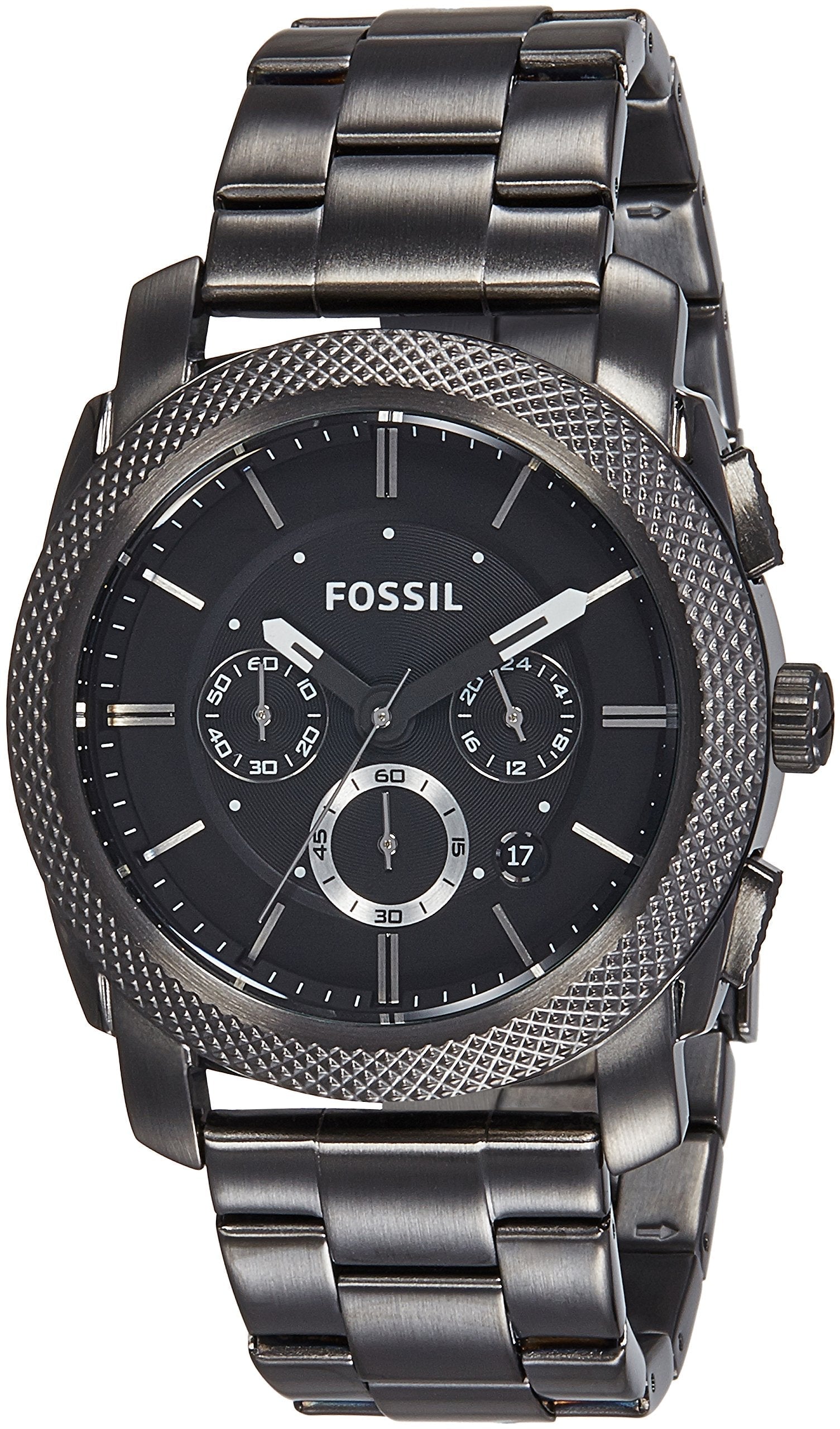 Fossil Machine Chronograph Black Dial Black Steel Strap Watch for Men - FS4662 Watches Fossil   