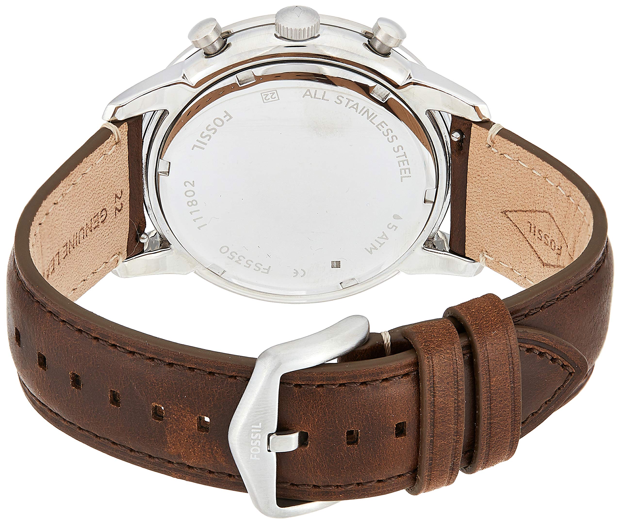 Fossil Townsman Chronograph White Dial Brown Leather Strap Watch for Men - FS5350 Watches Fossil   