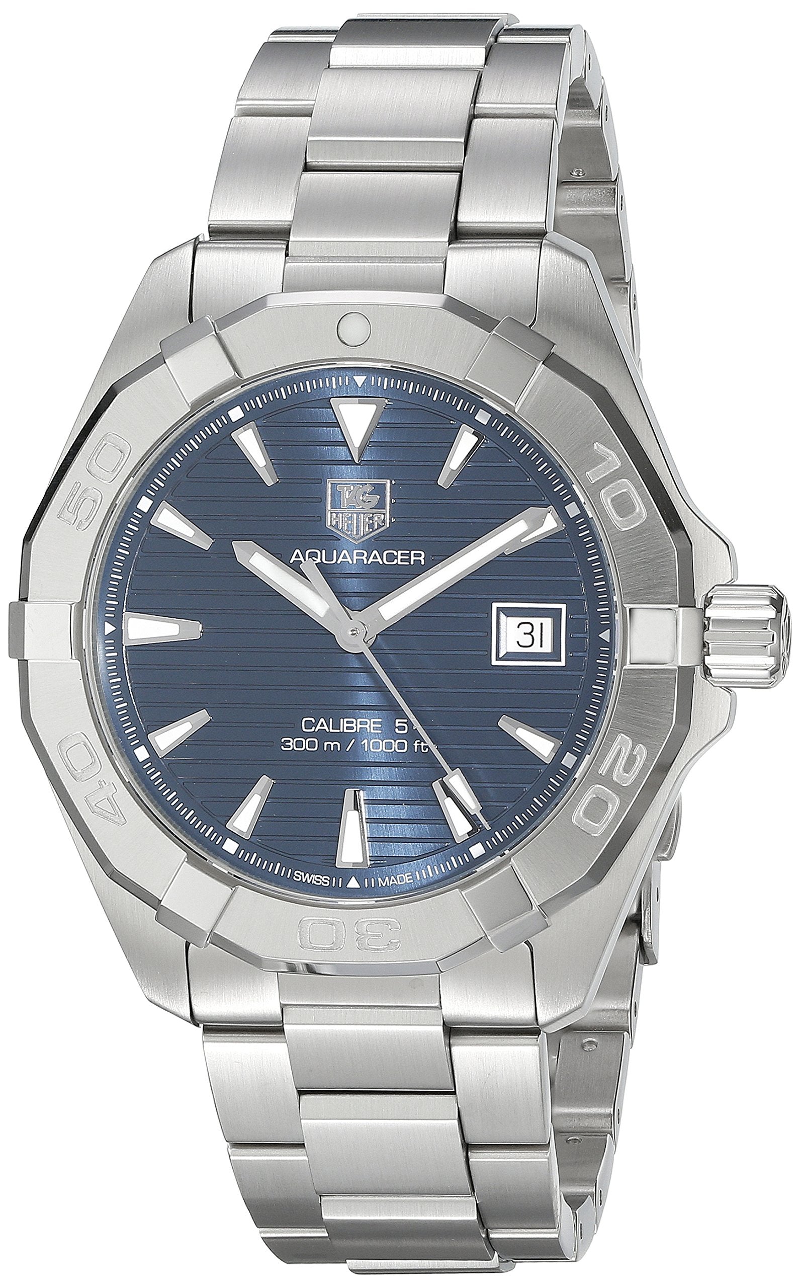 Tag Heuer Aquaracer Automatic 41mm Blue Dial Silver Steel Strap Watch for Men - WAY2112.BA0928 Watches Tag Heuer   