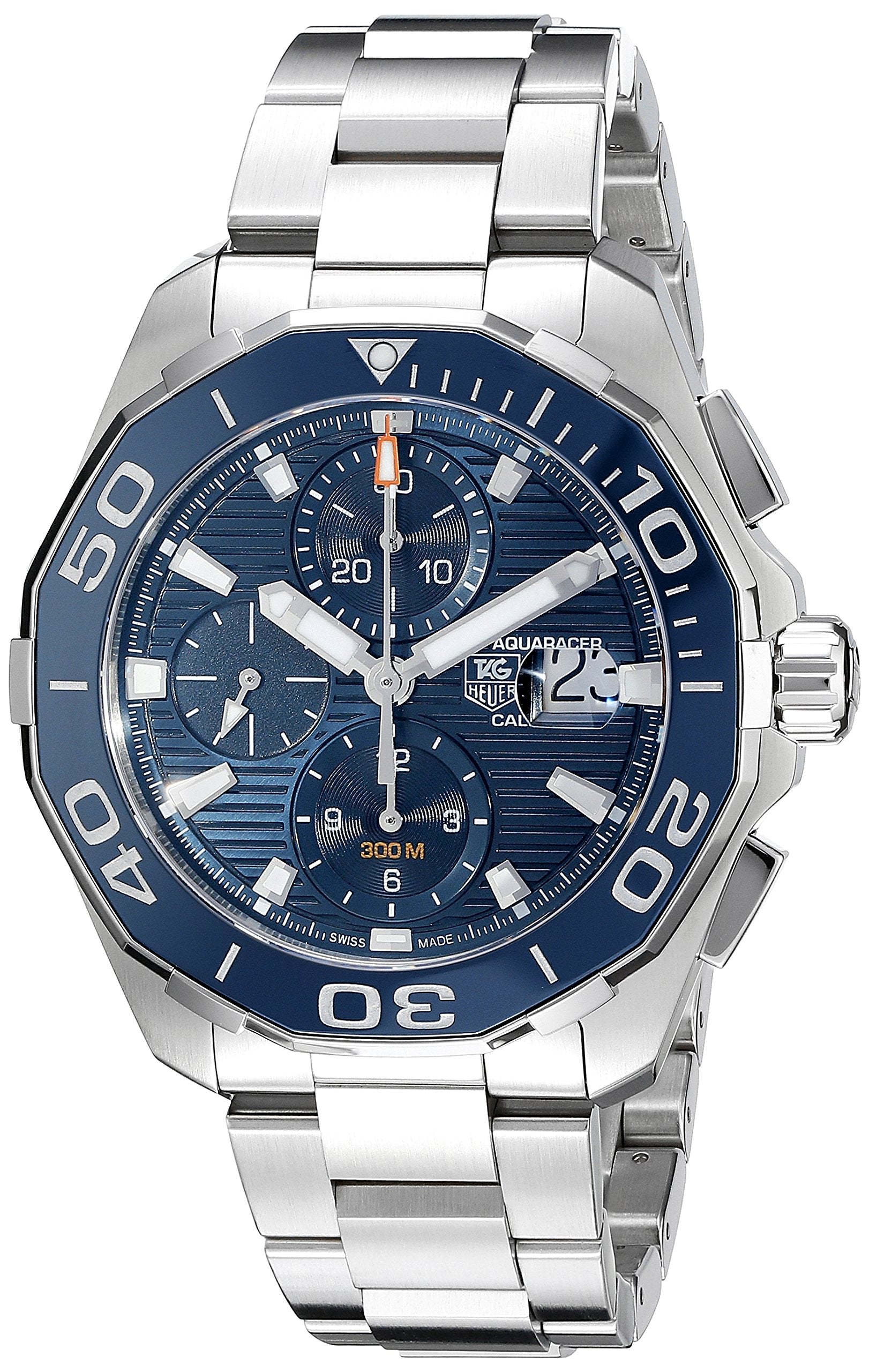 Tag Heuer Aquaracer Calibre 16 43mm Blue Dial Silver Steel Strap Watch for Men - CAY211B.BA0927 Watches Tag Heuer   