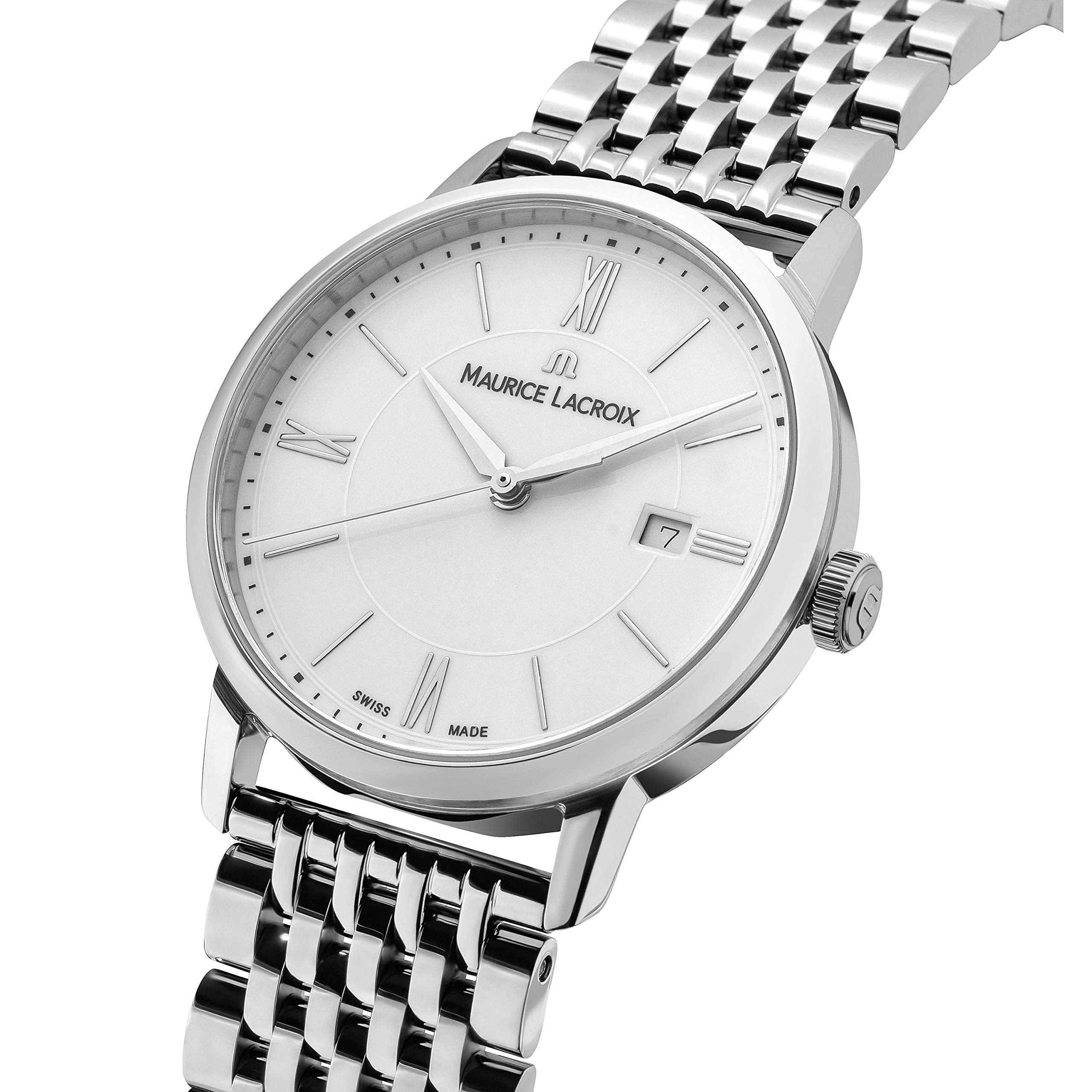Maurice Lacroix Eliros Date White Dial Silver Steel Strap Watch for Women - EL1094-SS002-150-1 Watches Maurice Lacroix   