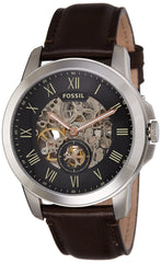 Fossil Grant Automatic Skeleton Black Dial Brown Leather Strap Watch for Men - ME3095 Watches Fossil   