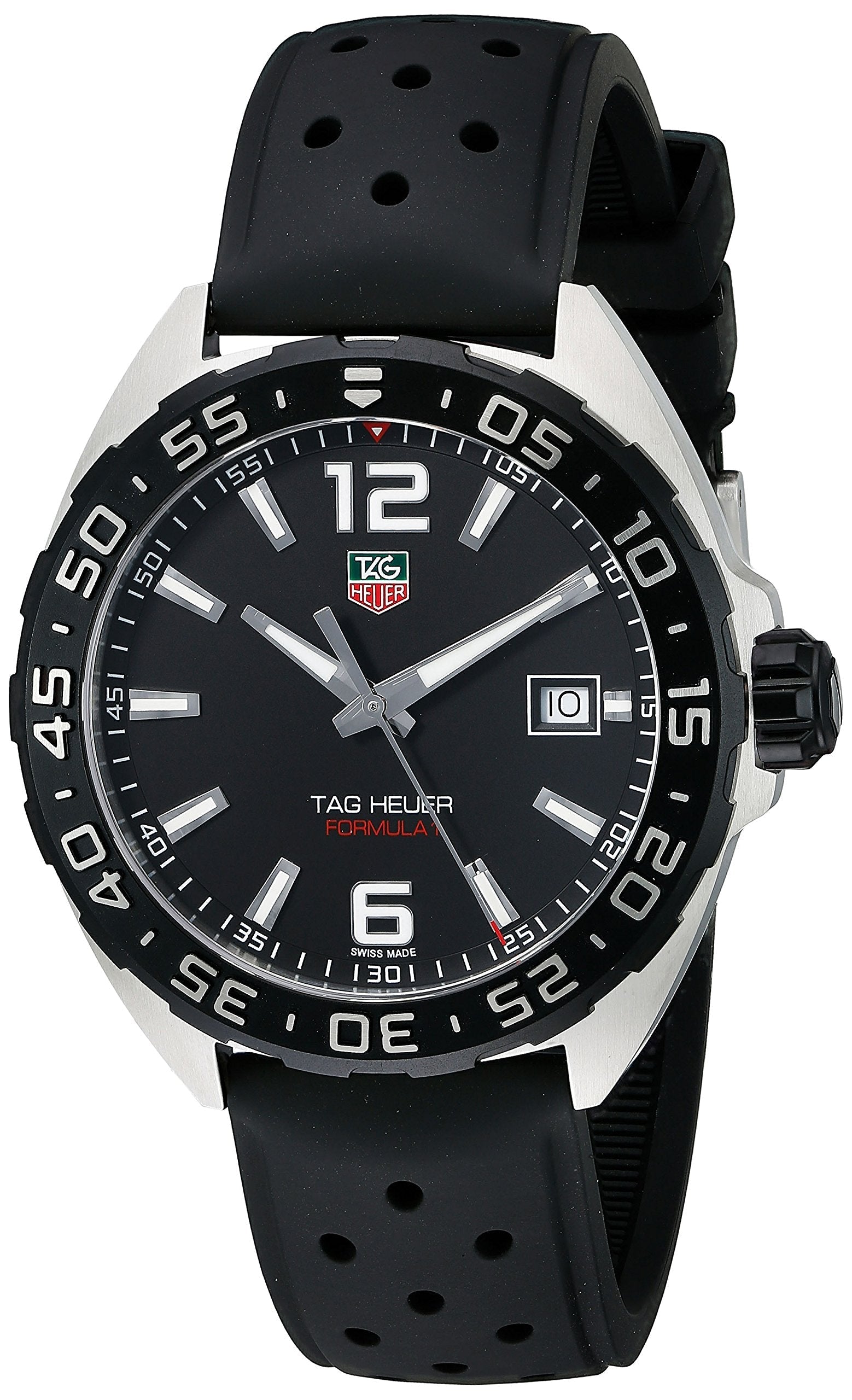 Tag Heuer Formula 1 Quartz 41mm Black Dial Black Rubber Strap Watch for Men - WAZ1110.FT8023 Watches Tag Heuer   