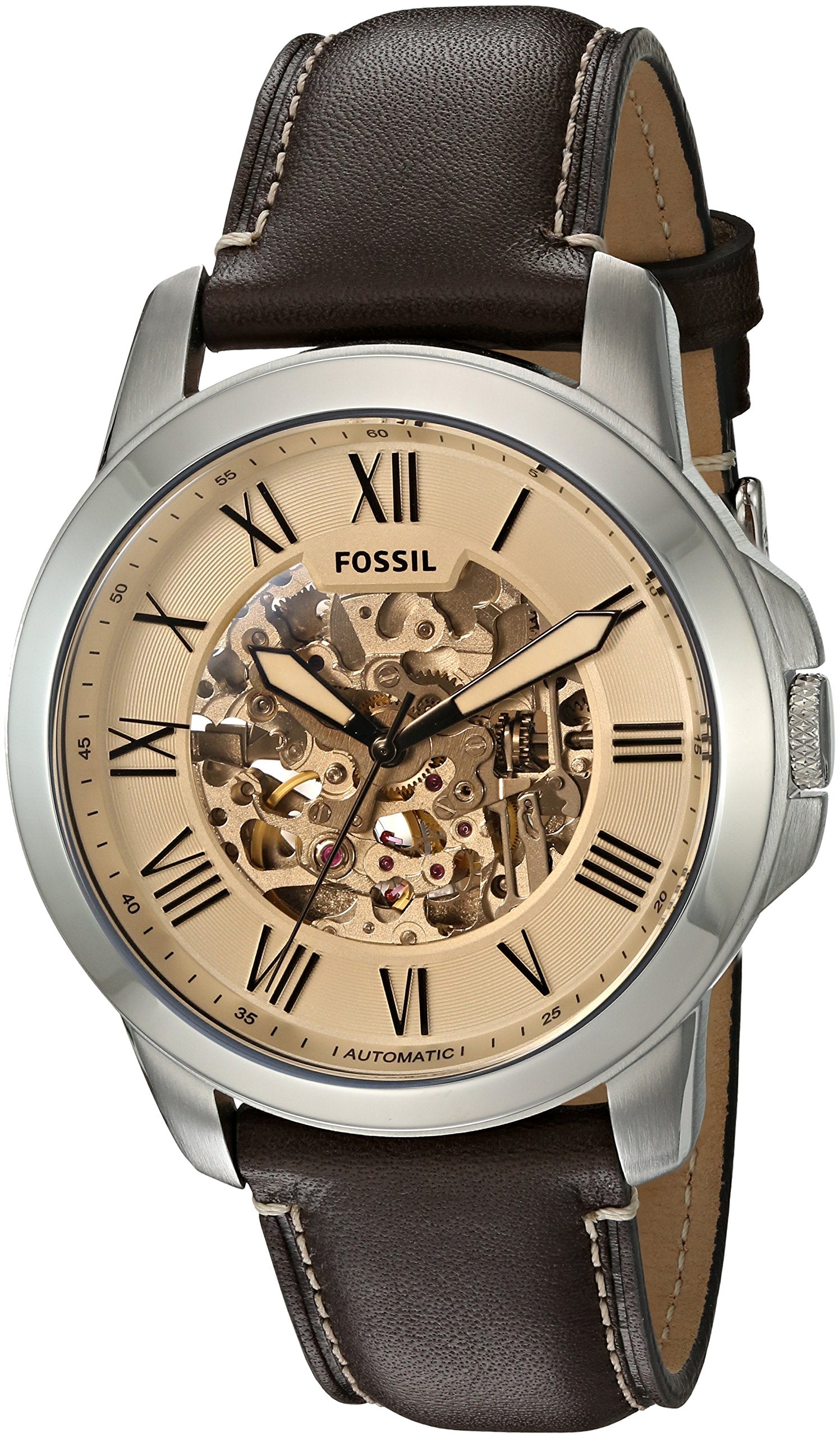 Fossil Grant Chronograph Cream Dial Brown Leather Strap Watch for Men - ME3122 Watches Fossil   