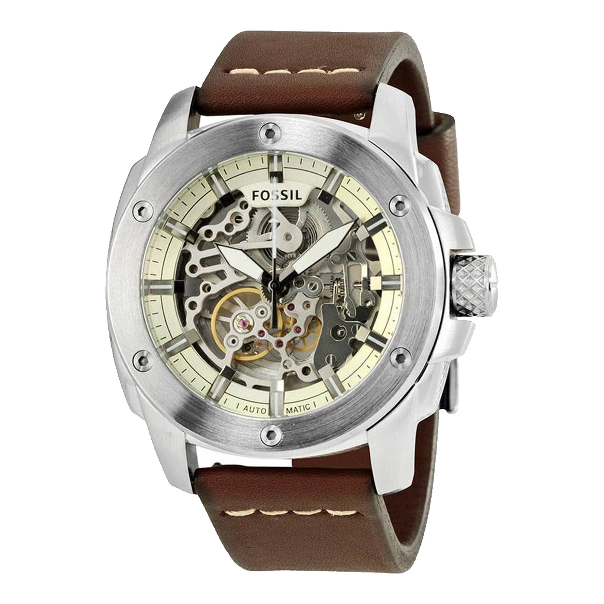 Fossil Modern Machine Automatic Skeleton White Dial Brown Leather Strap Watch for Women - ME3083 Watches Fossil   