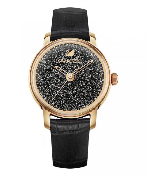 Swarovski Crystalline Hours Black Dial Black Leather Strap Watch for Women - 5295377 Watches Swarovski   